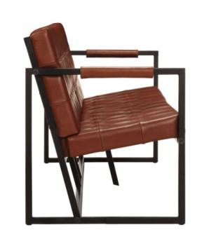 Canapea cu 3 locuri, maro, piele naturală de capră, cu aspect vintage - WOODBB1254
