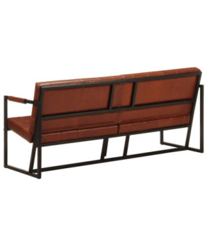 Canapea cu 3 locuri, maro, piele naturală de capră, cu aspect vintage - WOODBB1254