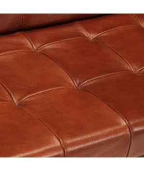 Canapea cu 3 locuri, maro, piele naturală de capră, cu aspect vintage - WOODBB1254