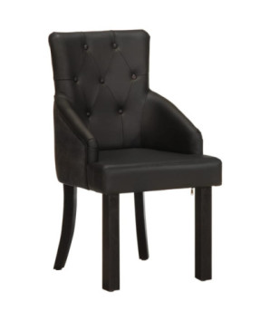 Scaune de bucătărie, 2 buc., negru, piele naturală de capră, cu aspect vintage - WOODBB1259