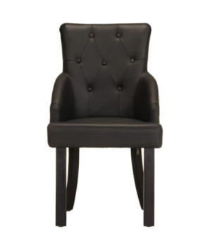 Scaune de bucătărie, 2 buc., negru, piele naturală de capră, cu aspect vintage - WOODBB1259
