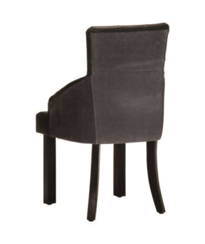 Scaune de bucătărie, 2 buc., negru, piele naturală de capră, cu aspect vintage - WOODBB1259