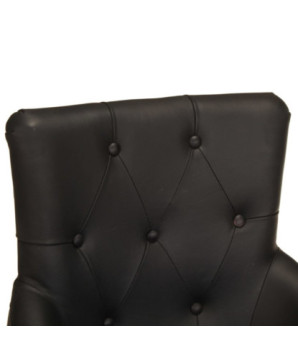 Scaune de bucătărie, 2 buc., negru, piele naturală de capră, cu aspect vintage - WOODBB1259