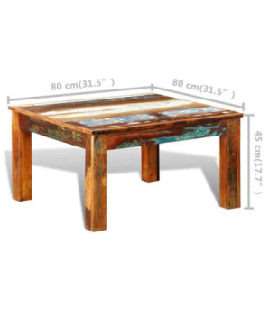 Măsuță cafea vintage, din lemn masiv reciclat, pătrată, 80 x 80 x 45 cm, handmade