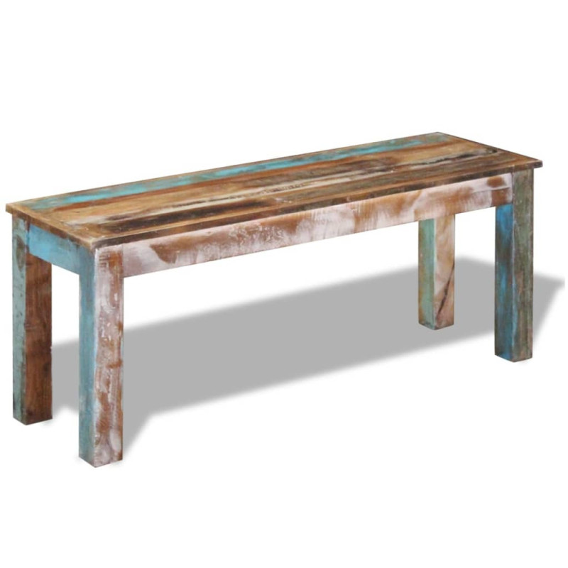 Bancă, 110 x 35 x 45 cm, lemn reciclat, cu aspect antichizat - WOODBB144