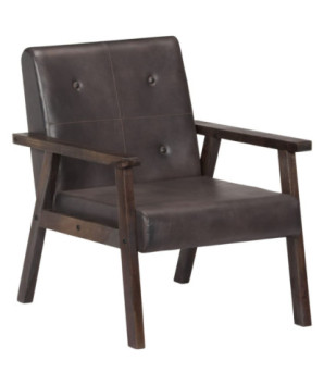 Fotoliu, gri, piele naturală - WOODBB1278