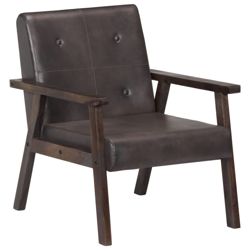 Fotoliu, gri, piele naturală - WOODBB1278 Fotoliu, gri, piele naturală - WOODBB1278
