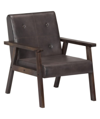 Fotoliu, gri, piele naturală - WOODBB1278