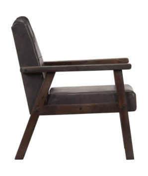 Fotoliu, gri, piele naturală - WOODBB1278