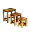 Set mese suprapuse, 3 piese, vintage, lemn reciclat, cu aspect antichizat - WOODBB145 Set mese suprapuse, 3 piese, vintage, lemn reciclat, cu aspect antichizat - WOODBB145