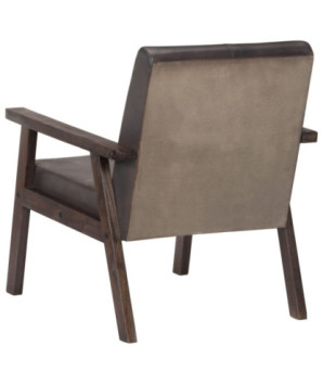 Fotoliu, gri, piele naturală - WOODBB1278