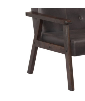 Fotoliu, gri, piele naturală - WOODBB1278