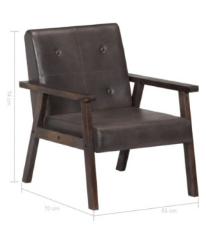 Fotoliu, gri, piele naturală - WOODBB1278