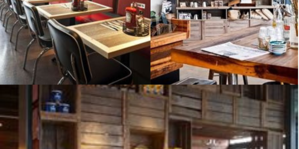 Utilizarea lemnului reciclat pentru a crea spații flexibile în cafenele