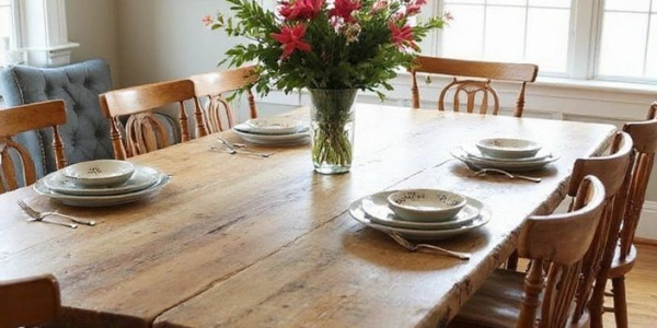 Mese rustice de dining din lemn reciclat