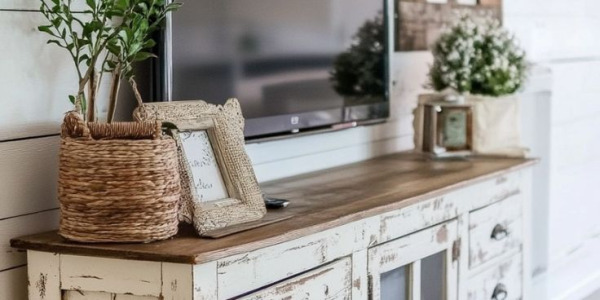 Comodă TV rustică din lemn reciclat – eleganță naturală pentru un living cu personalitate